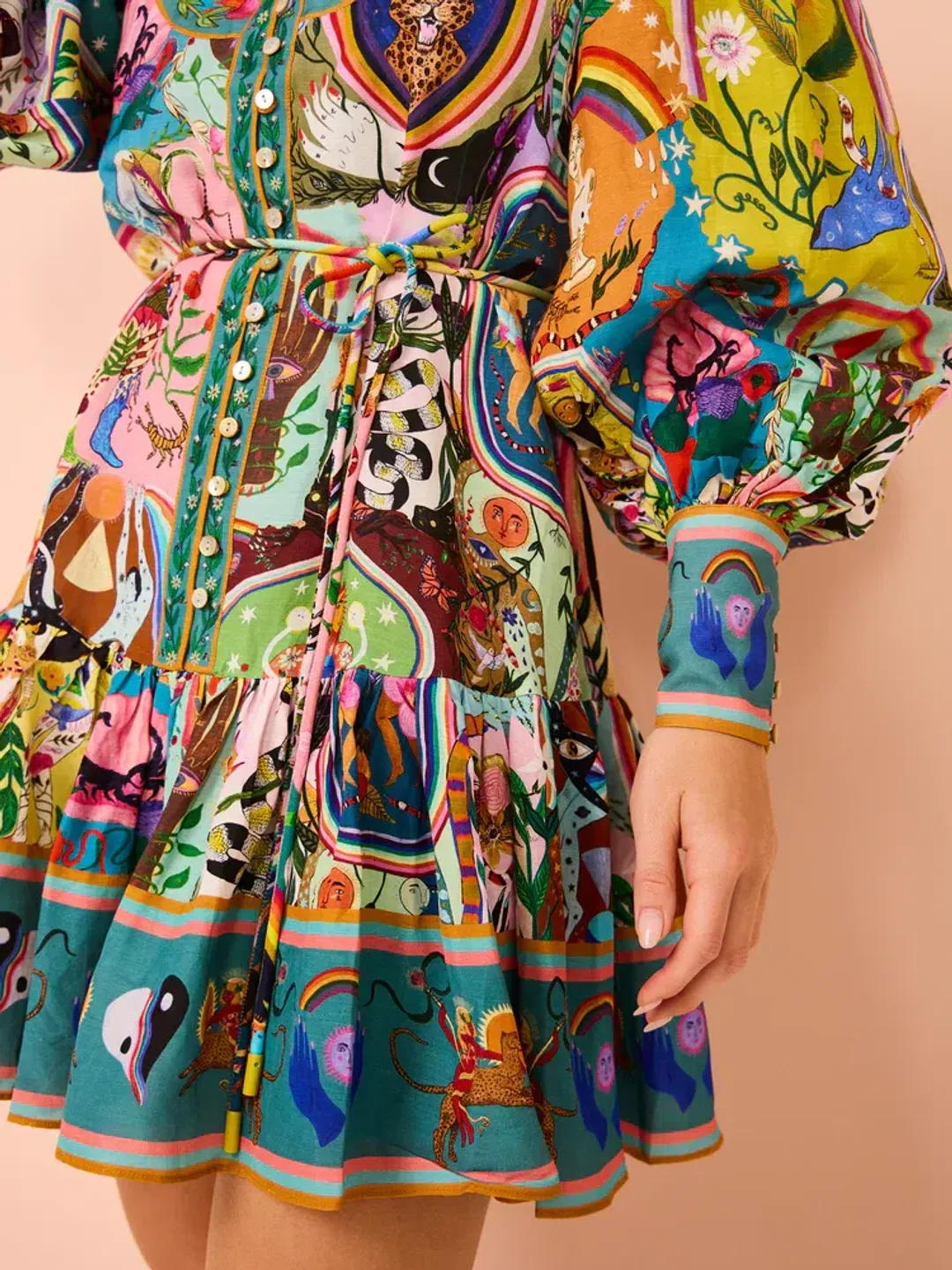 Alemais Evergreen Mini Dress In Multi Print Size 10 for rent on The Volte - main image