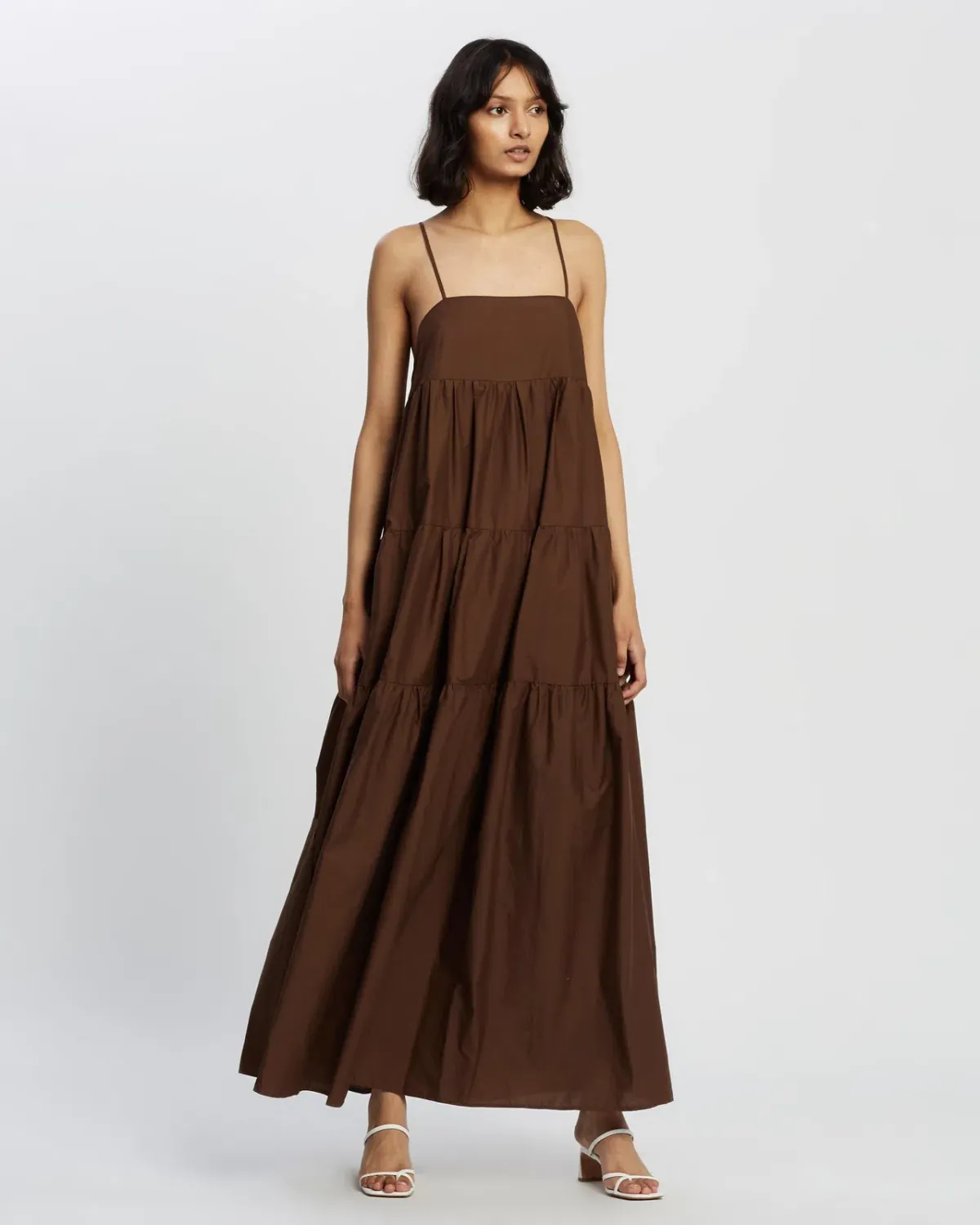 Camilla and Marc Majella Tiered Maxi Dress Brown Size 8 for rent on The Volte - main image