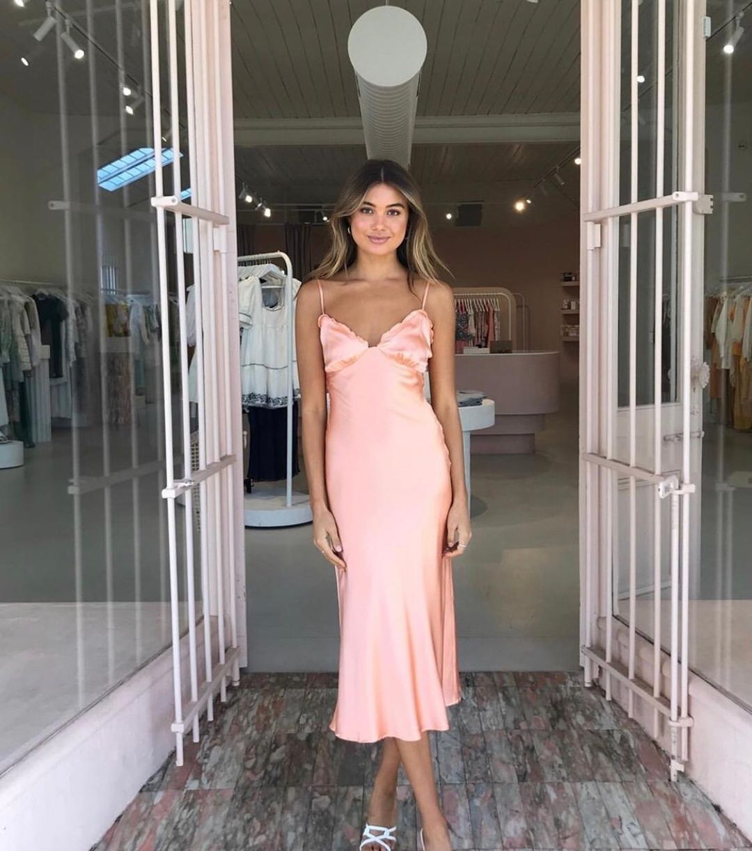 Hansen & Gretel Artemis Silk Slip Dress Pink Size 6 for rent on The Volte - main image