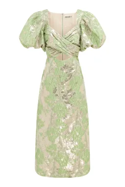 Alemais Mira Puff Sleeve Midi Dress Green Silver Size 14 for rent on The Volte - image 4