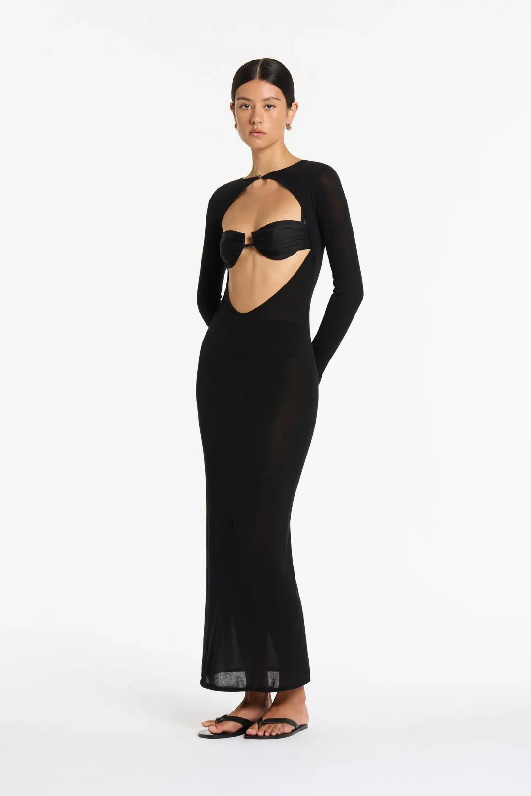 Sir The Label Eva Knit Midi Dress Black Size 6 for rent on The Volte - main image