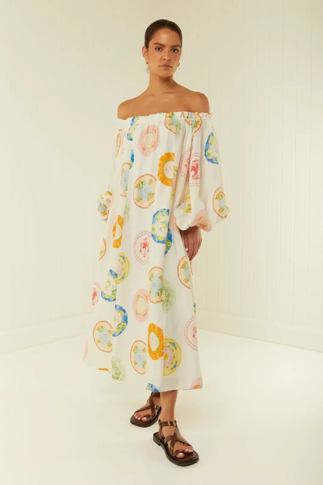 Palm Noose Sicily Dress Multi Print One Size for rent on The Volte - main image