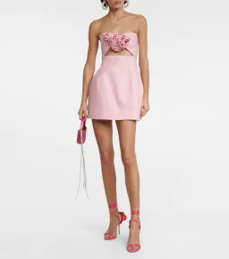 Magda Butrym Pink Mini Dress Rose Appliqué Cutout Wool Pink Size 10 for rent on The Volte - image 1