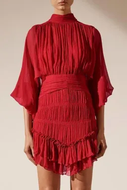 Shona Joy Clemence Long Sleeve Mini Dress Red Size 8 for rent on The Volte - image 3