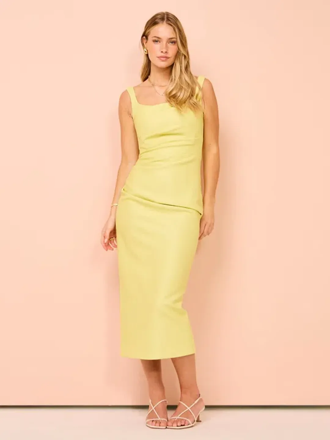 Manning Cartell Love Blossoms Raffia Midi Dress In Limoncello Size 10  for rent on The Volte - main image