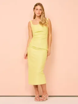 Manning Cartell Love Blossoms Raffia Midi Dress In Limoncello Size 10  for rent on The Volte - image 1