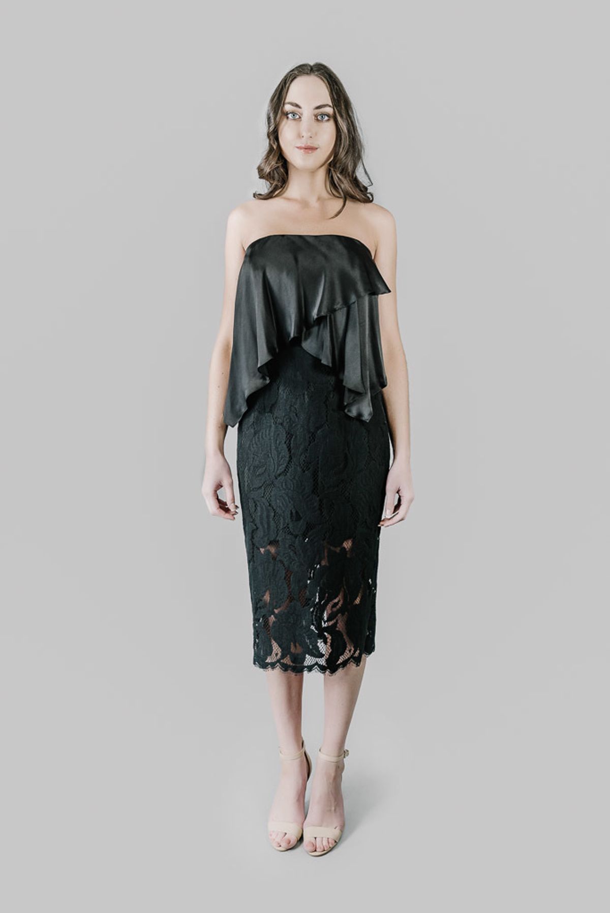 Lover Black Arizona Strapless Dress size 12 for rent on The Volte - main image