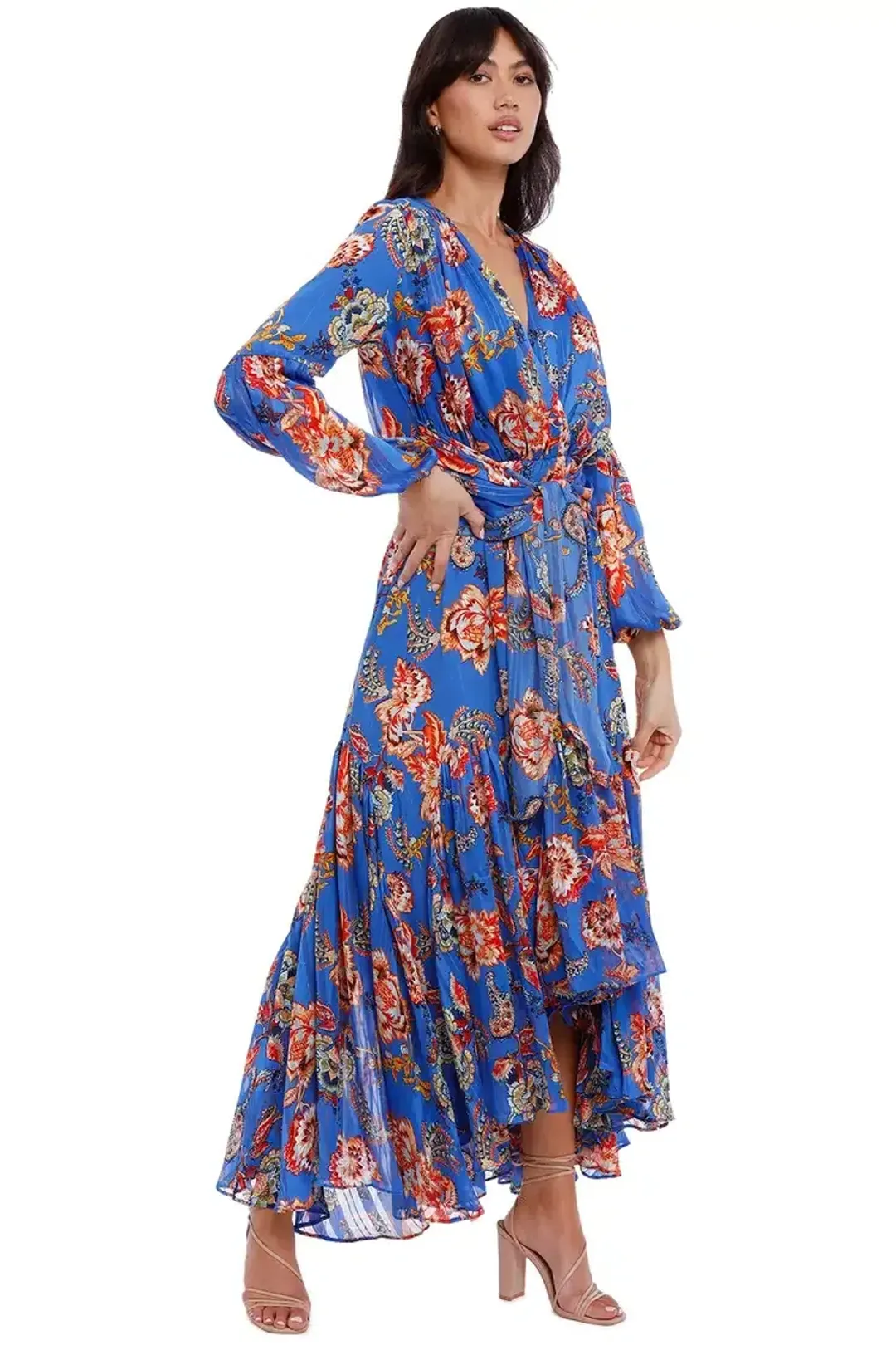 Elliatt Balance Dress in Blue/Print Size 8 for rent on The Volte - main image