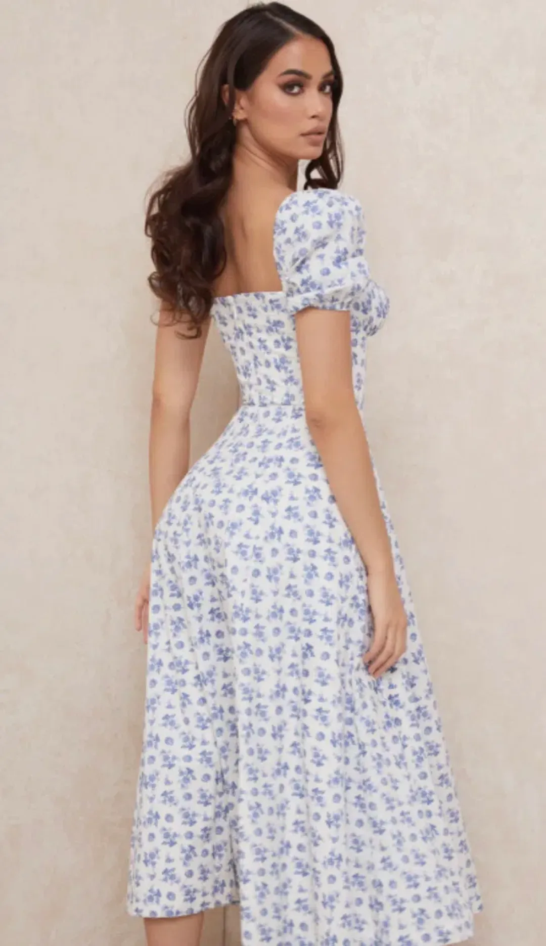 House of CB Tallulah Midi Dress Blue White Floral Size XS / AU 6 for rent on The Volte - main image