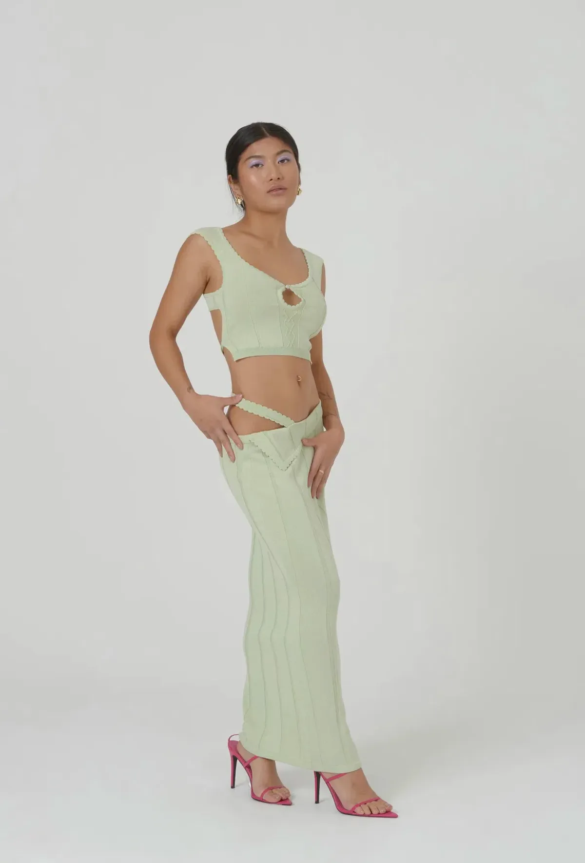 Amiss the Label Joanne Top & Skirt Set Green Size 12 for rent on The Volte - main image