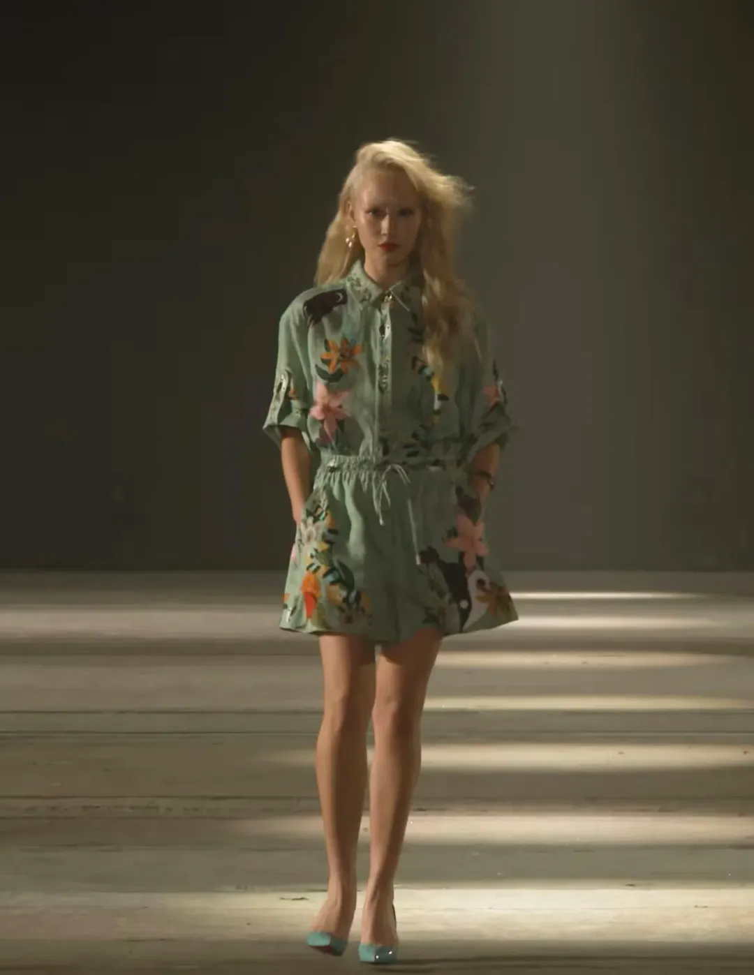 Alemais Meagan Oversized Linen Shirt & Shorts Set Green Multi Size 10 for rent on The Volte - main image