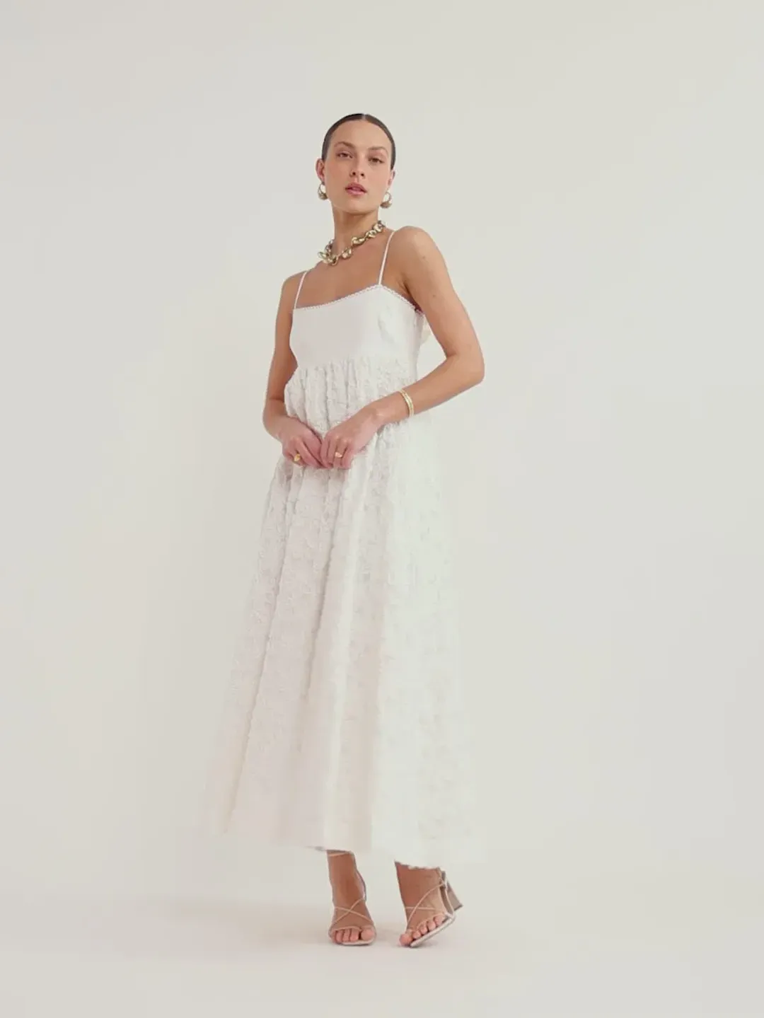 Alemais Iggy Embroidered Midi Dress White Size 10 for rent on The Volte - main image