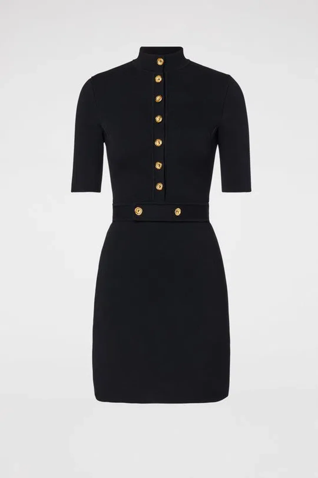Scanlan Theodore Crepe Knit Button Mini Dress Black Size XS / AU 6 for rent on The Volte - main image