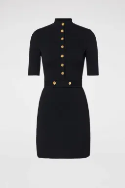 Scanlan Theodore Crepe Knit Button Mini Dress Black Size XS / AU 6 for rent on The Volte - image 3