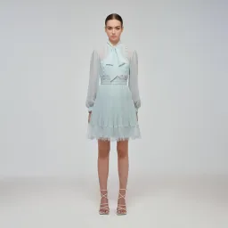 Self Portrait Pale Green Chiffon Mini Dress Mint Size 4 for rent on The Volte - image 1