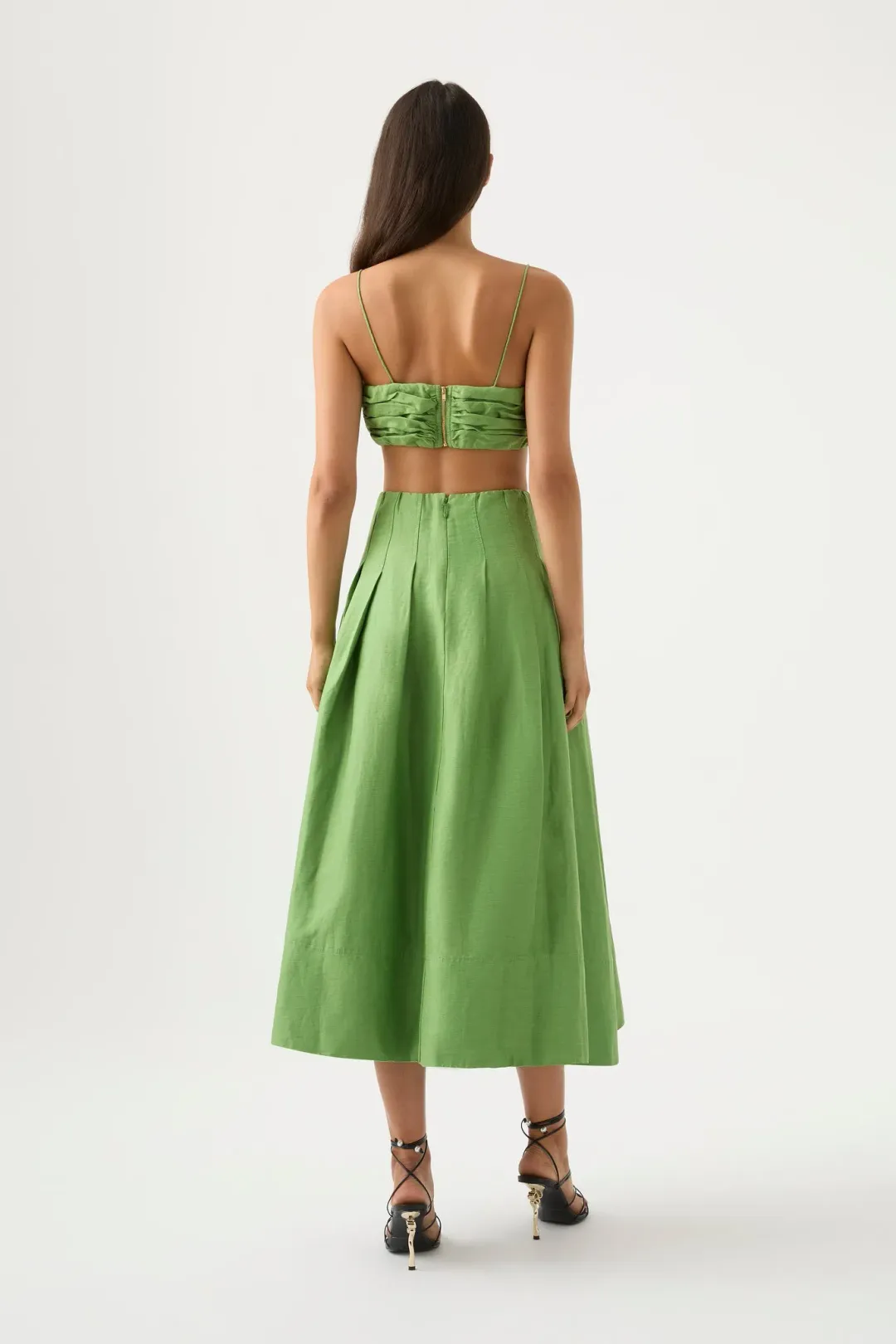 Aje Draped Twist Top & Paradiso Cinched Midi Skirt Set Fern Green Size 10 for rent on The Volte - main image