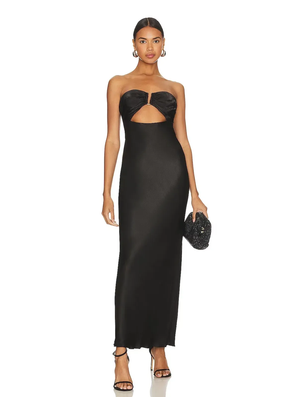Shona Joy Camille Strapless Cutout Midi Dress Black Size 8 for rent on The Volte - main image