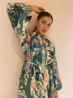 Alemais Loretta Patchwork Shirtdress In Sage Floral Size 16 for rent on The Volte - image 3