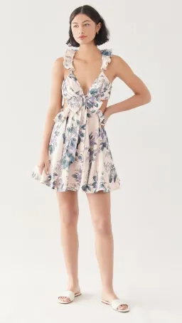Zimmermann The Cassia Ruffle Mini Dress In Hydrangea Floral Size 2/Au 12 for rent on The Volte - image 2