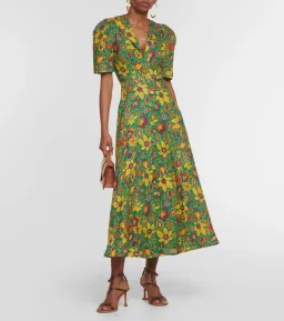 Alemais Isabella V Floral Midi Dress Green Size 8  for rent on The Volte - image 1