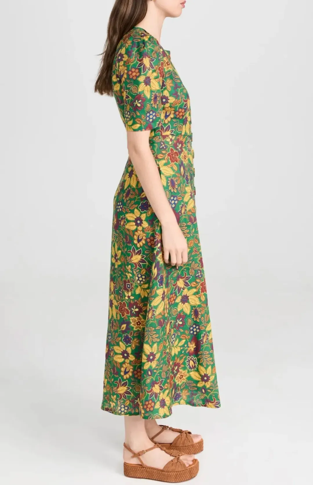Alemais Isabella V Floral Midi Dress Green Size 8  for rent on The Volte - main image