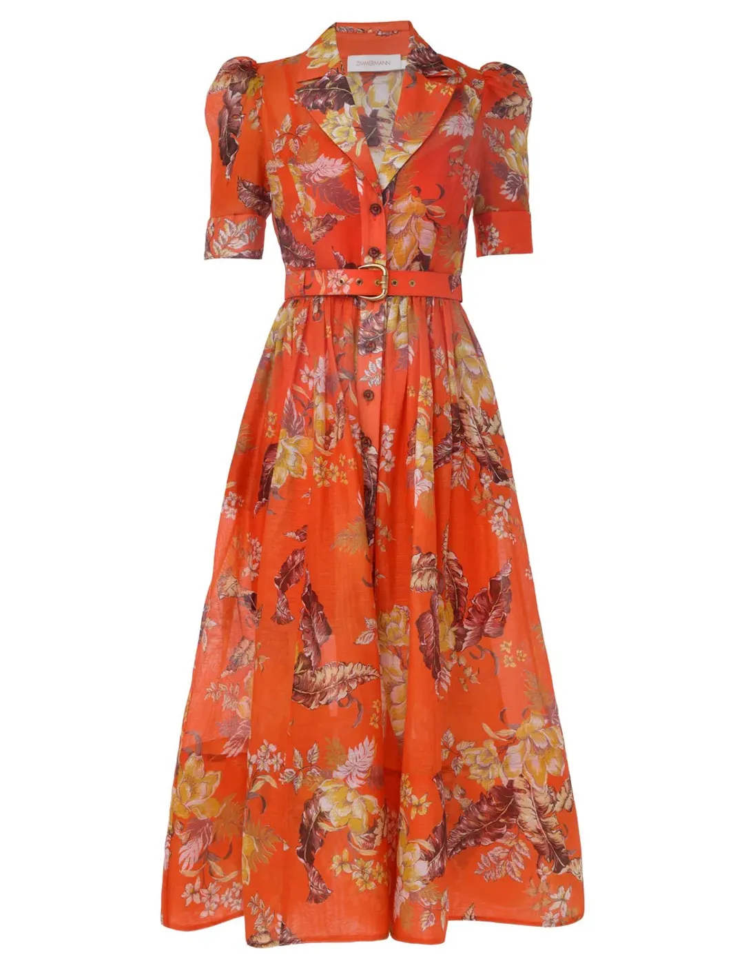 Zimmermann Matchmaker Midi Shirt Dress Red Tropical Floral Size 2 / AU 12 for rent on The Volte - main image
