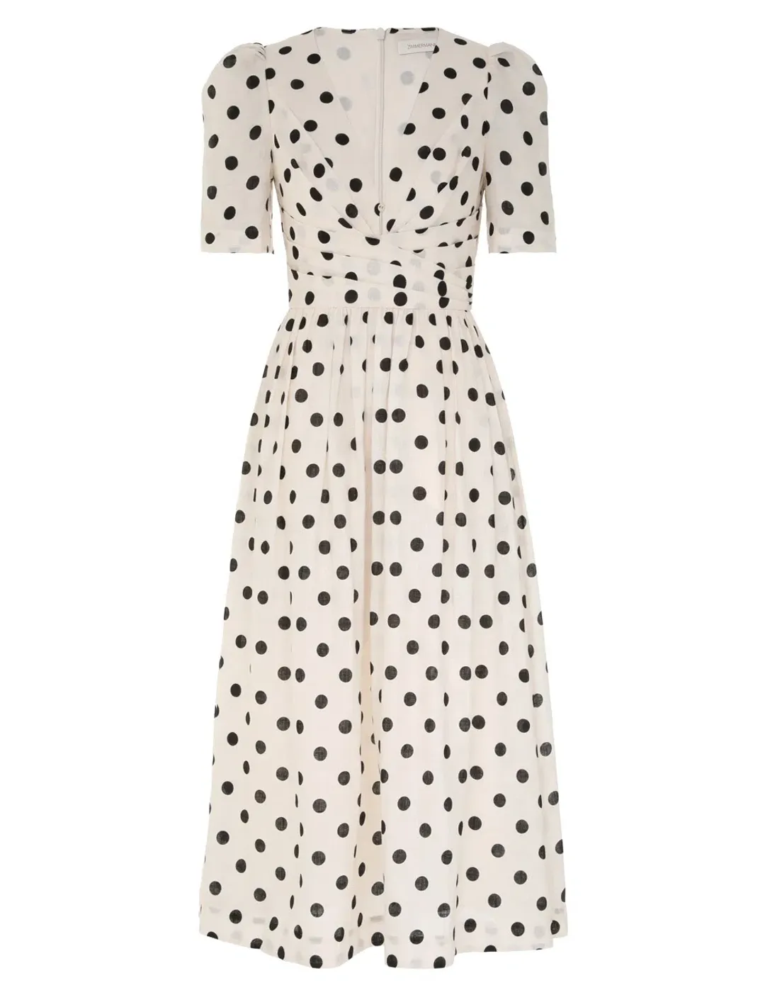 Zimmermann V Neck Midi Dress Cream/Black Dot Size 2 / AU 12 for rent on The Volte - main image
