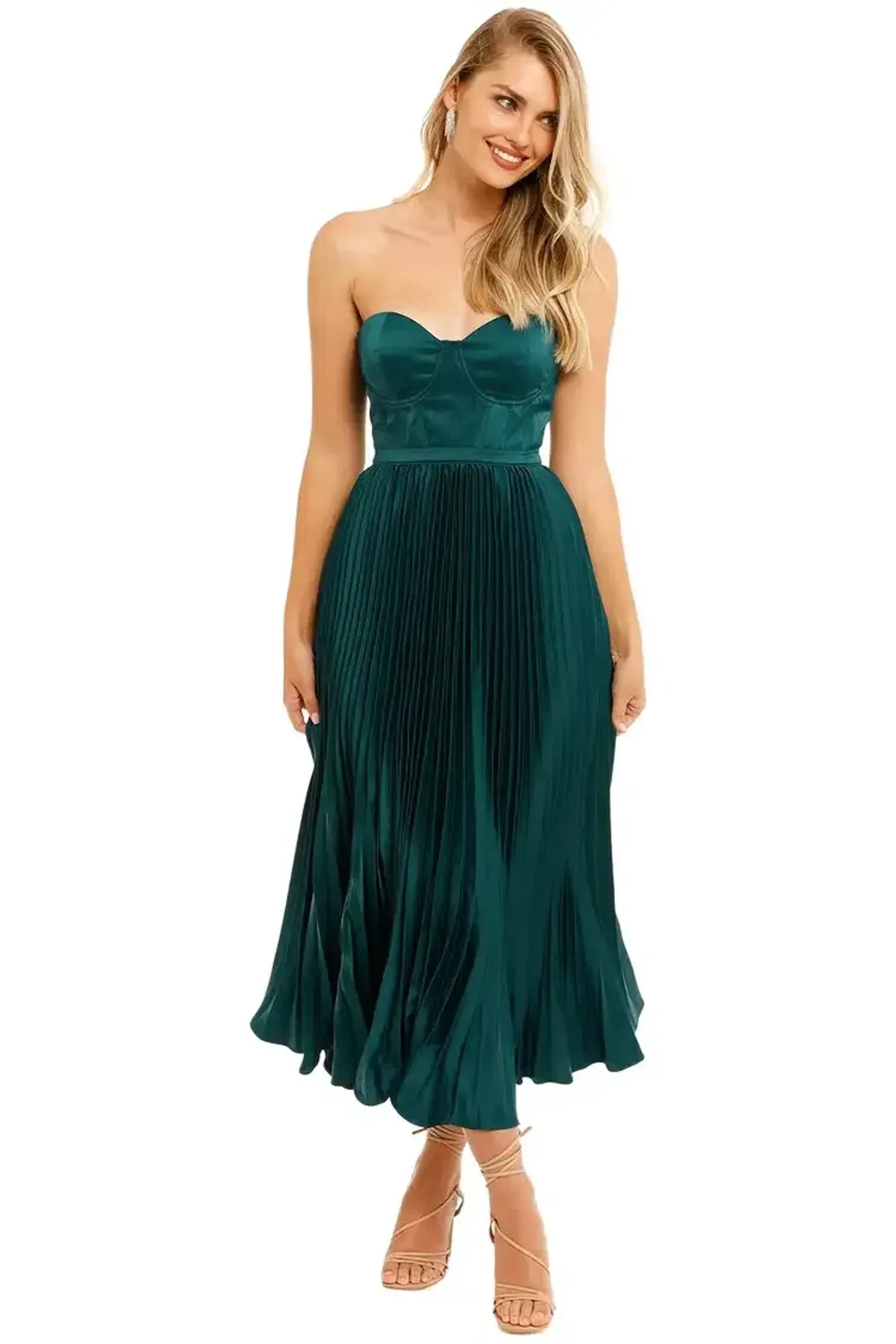 Elle Zeitoune Milan Midi Dress in Emerald Green Size 12 for rent on The Volte - main image