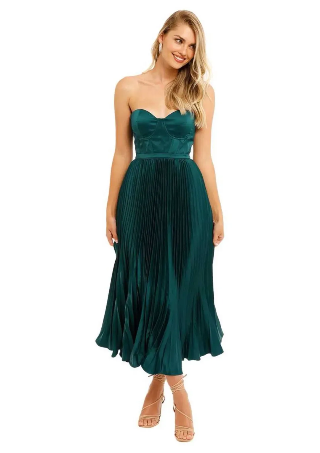 Elle Zeitoune Milan Midi Dress in Emerald Green Size 12 for rent on The Volte - main image