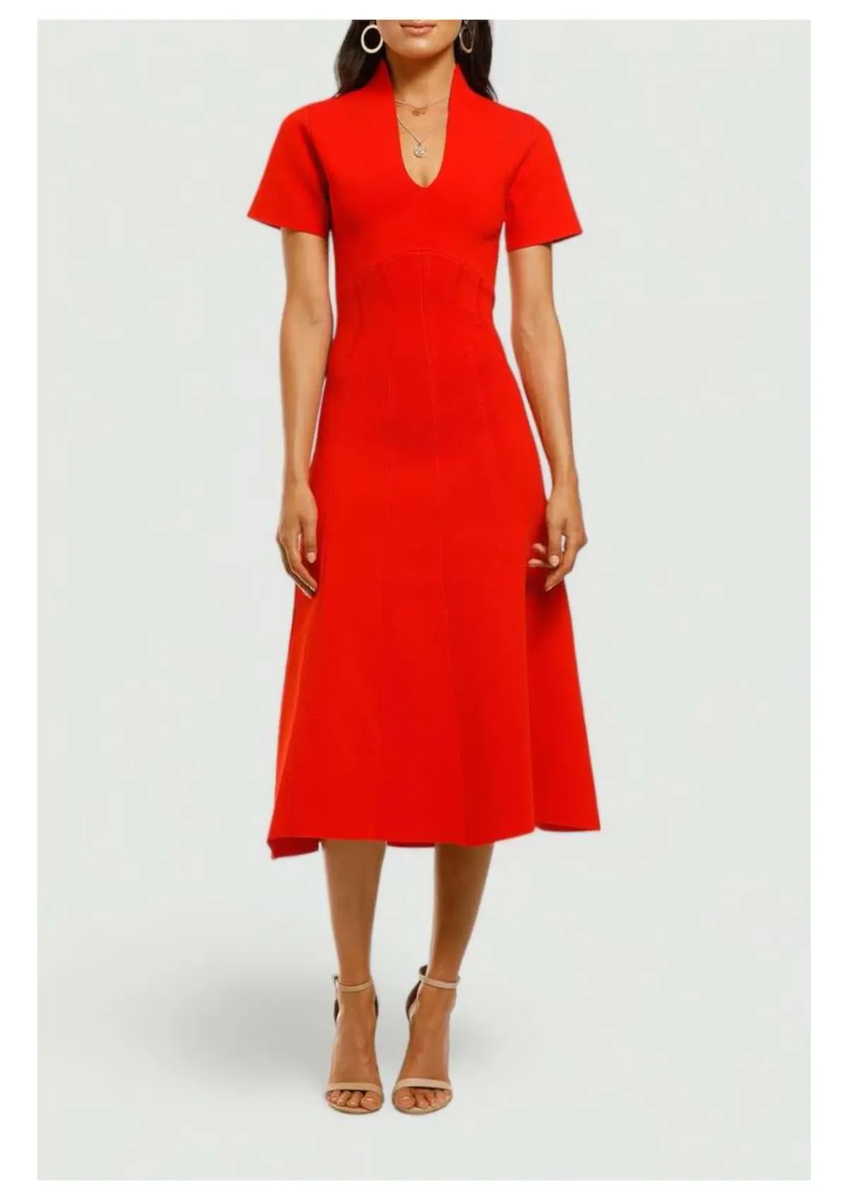 Ginger and Smart Valour Knit Midi Dress in Geranium Red Size 10 for rent on The Volte - main image