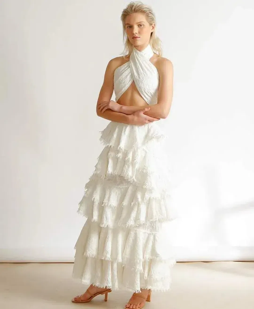 Ixiah the Label Carmellia Bandeau and Skirt Set Ivory Size 8 for rent on The Volte - main image