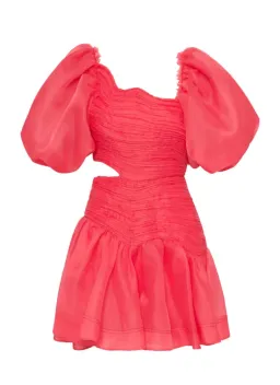 Aje Joan Puff Sleeve Mini Dress in Pink - Size 8 for rent on The Volte - image 3