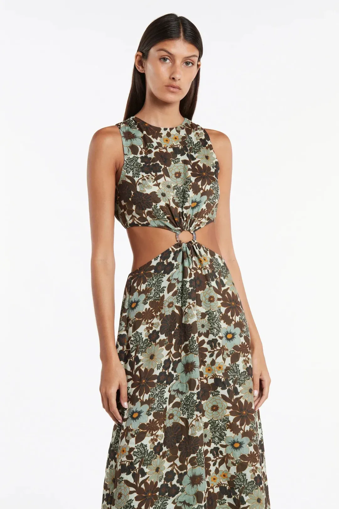 Sir The Label Constantine Cut-Out Midi Dress in Print - Size 8 for rent on The Volte - main image