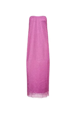 Camilla and Marc Sinclar Lace Strapless Maxi Dress in Magenta Pink Size 10 for rent on The Volte - image 4