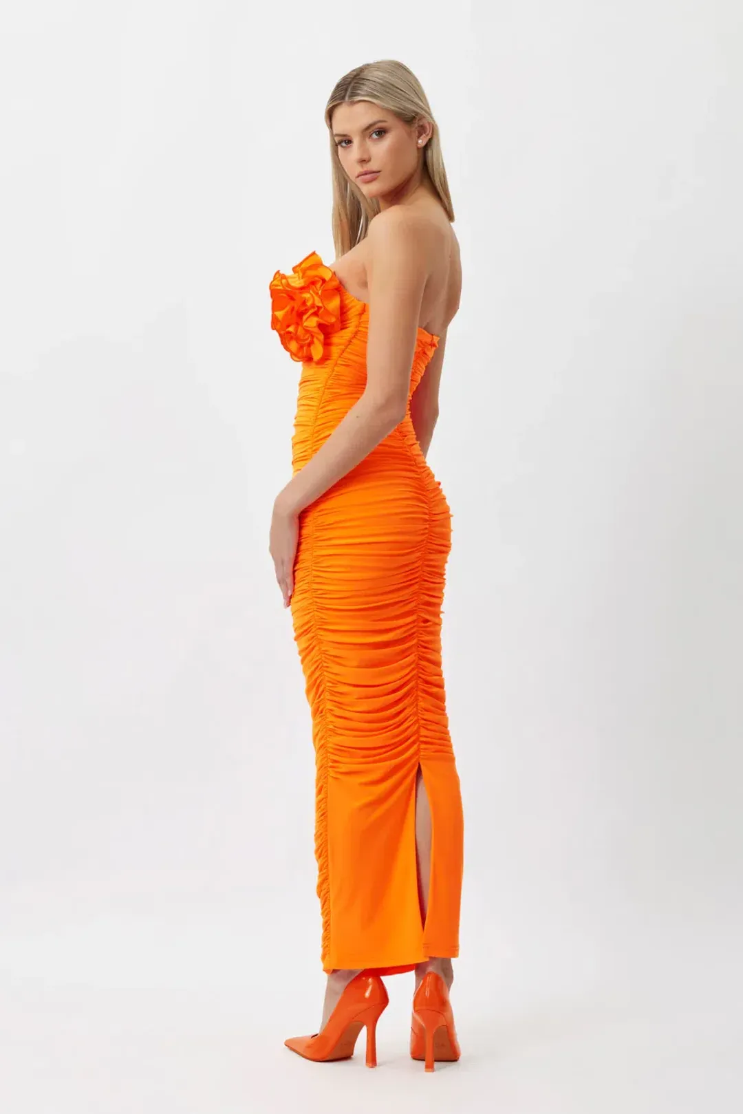 Bianca and Bridgett Tara Midi Dress Orange Size 8 for rent on The Volte - main image