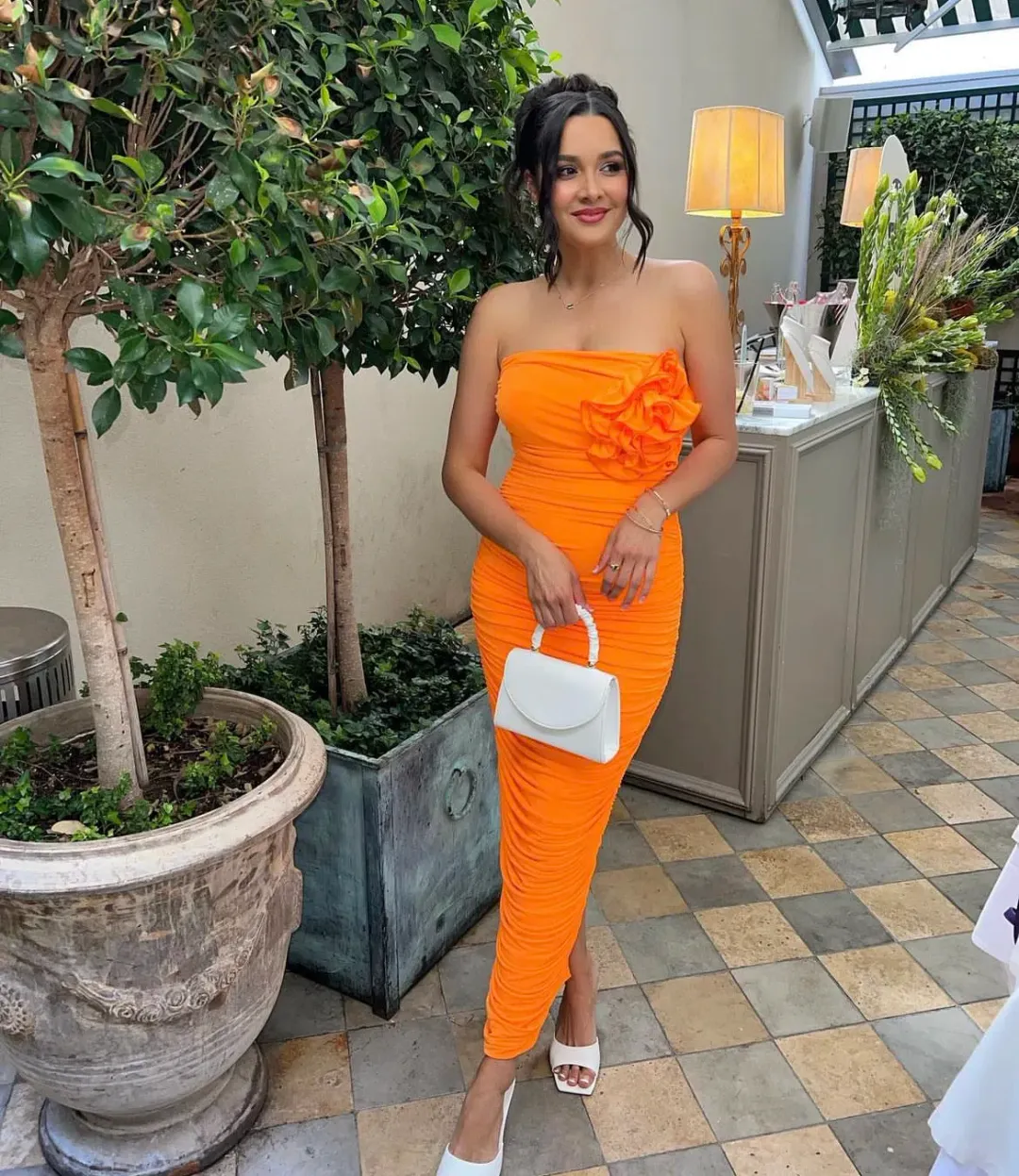 Bianca and Bridgett Tara Midi Dress Orange Size 8 for rent on The Volte - main image