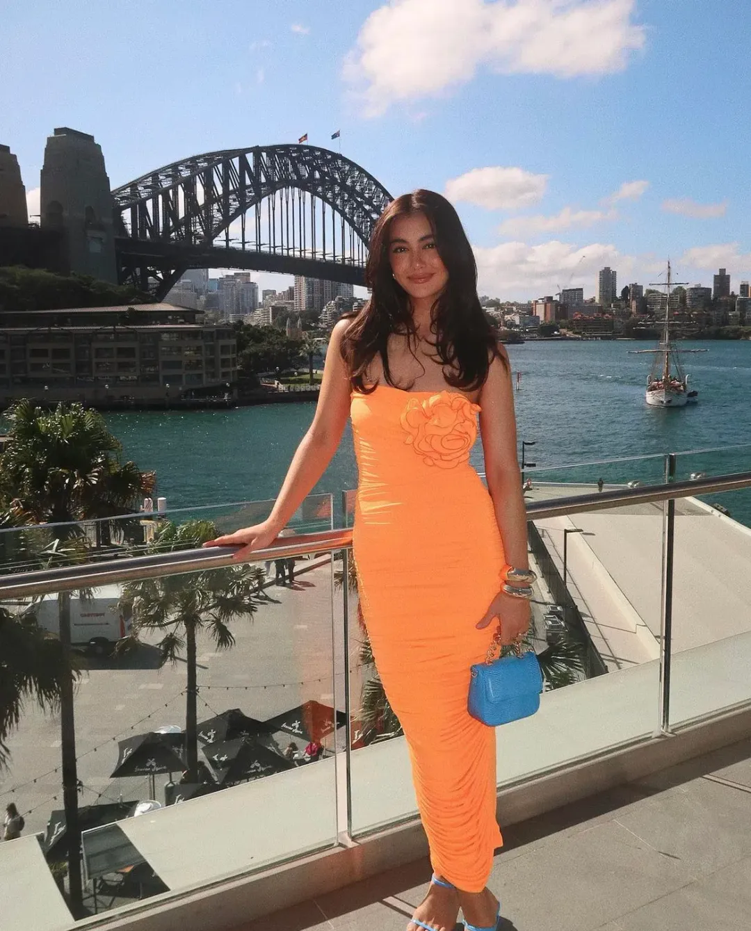 Bianca and Bridgett Tara Midi Dress Orange Size 8 for rent on The Volte - main image