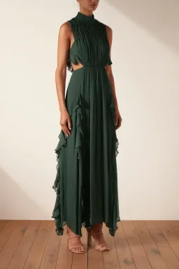 Shona Joy Leonie Backless Frill Maxi Dress Rosemary Green Size 6 for rent on The Volte - image 2