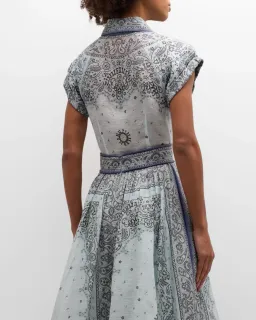 Zimmermann The Matchmaker Fitted Blouse and Gathered Midi Skirt in Blue Bandana Size 1/AU 10  for rent on The Volte - image 3