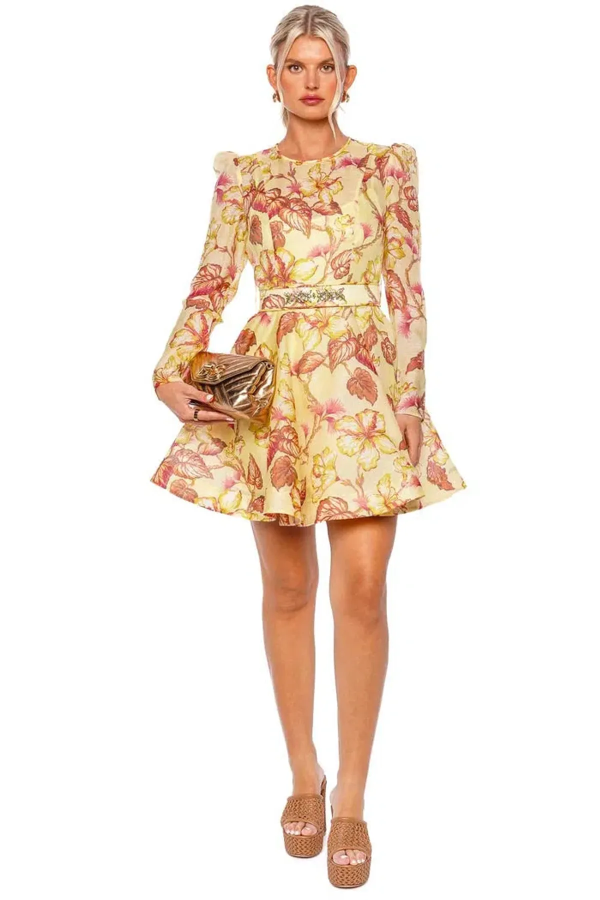 Zimmermann The Matchmaker Floral Mini Dress in Yellow Hibiscus Size 1/Au 10  for rent on The Volte - main image