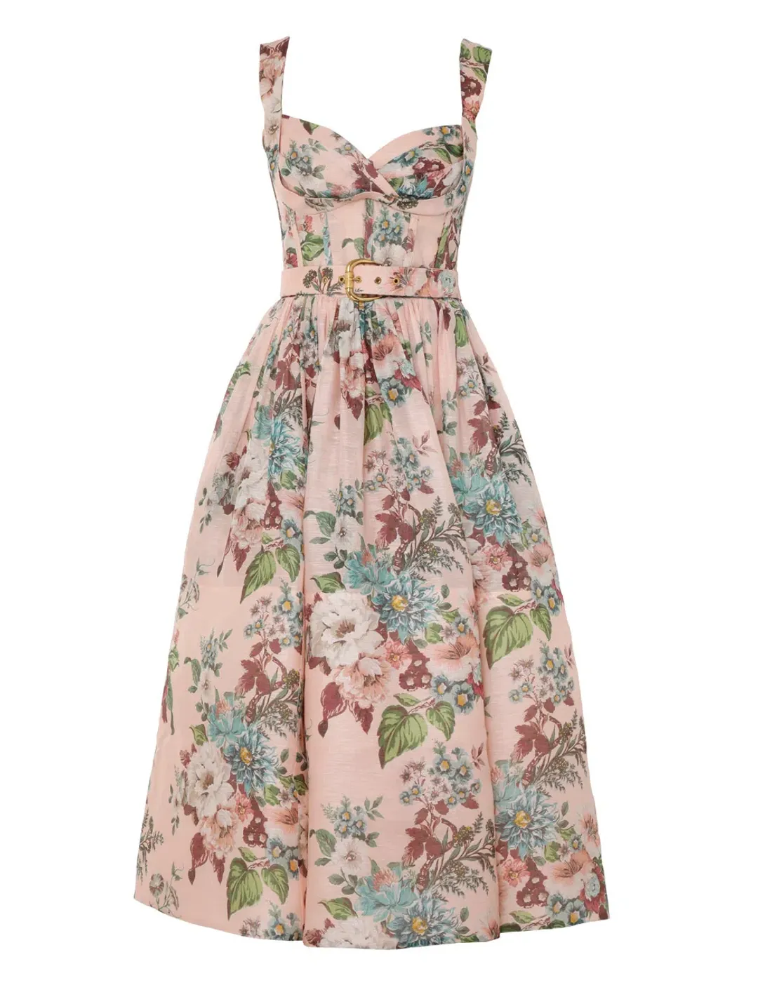 Zimmermann The Matchmaker Midi Dress in Pink Barkcloth Print Size 1 / AU 10 for rent on The Volte - main image