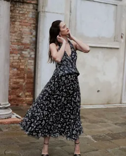 Scanlan Theodore Floral Tulle Halter Top and Skirt Set Black Size 8 for rent on The Volte - image 1