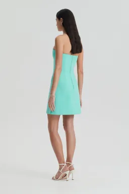 Scanlan Theodore Tailored Bustier Mini Dress in Turquoise Size 8 for rent on The Volte - image 2