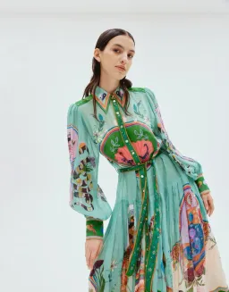 Alemais Evergreen Long Sleeve Shirtdress Multi Print Size 10 for rent on The Volte - image 2