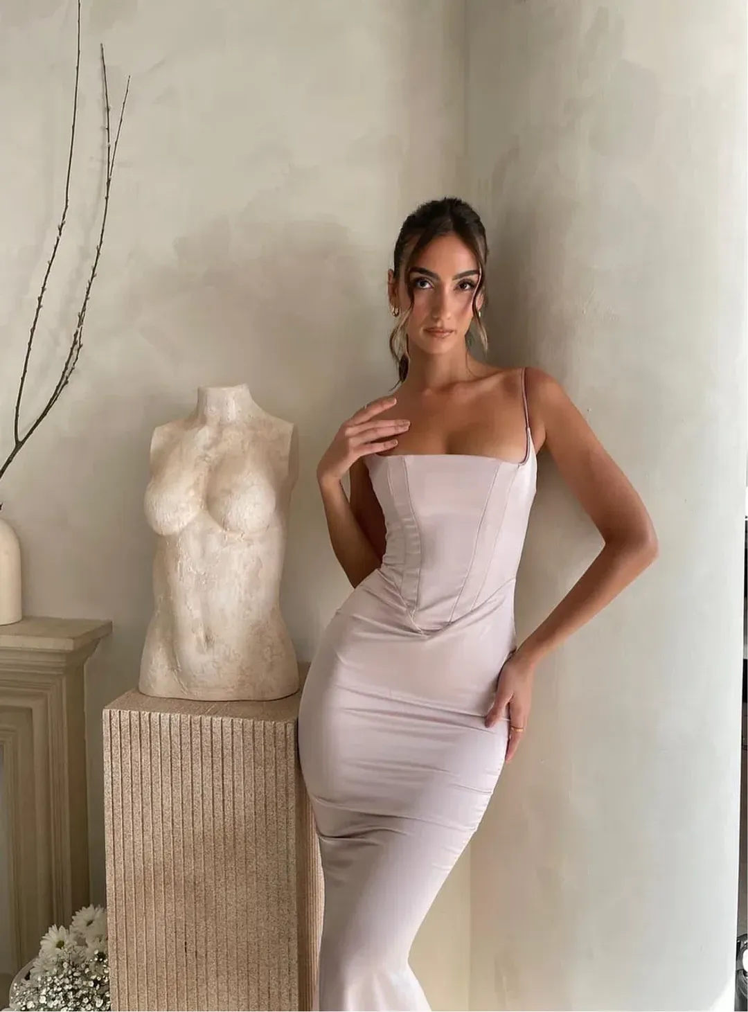 House Of CB Olivette Satin Dress Pink Size XS / AU 6 for rent on The Volte - main image