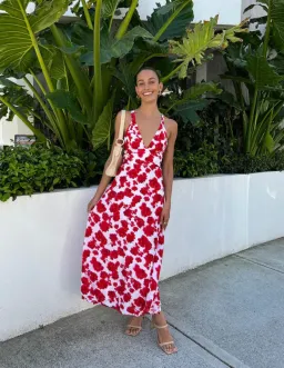 Kookai Bonita Vee Dress Red Floral Size XS / AU 6 for rent on The Volte - image 2