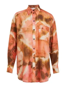 Zimmermann The Vacay Body Shirt and Vacay Relaxed Short in Red/Brown Tie Dye Set Size 0/AU 8  for rent on The Volte - image 2