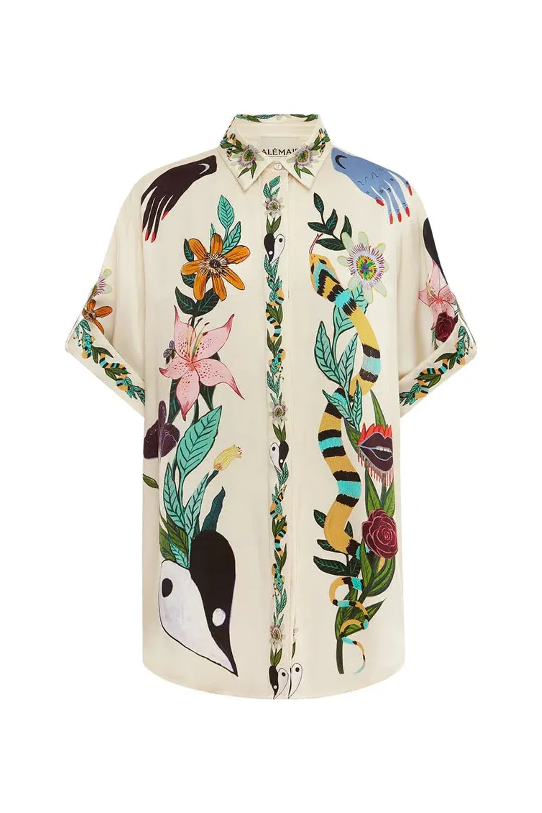 Alemais Meagan Oversized Silk Shirt and Pant Set Print Size 8  for rent on The Volte - main image