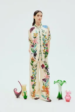 Alemais Meagan Oversized Silk Shirt and Pant Set Print Size 8  for rent on The Volte - image 2