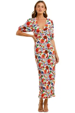 Rixo Steph Crepe Midi Dress Floral Size XS / AU 8 for rent on The Volte - image 1